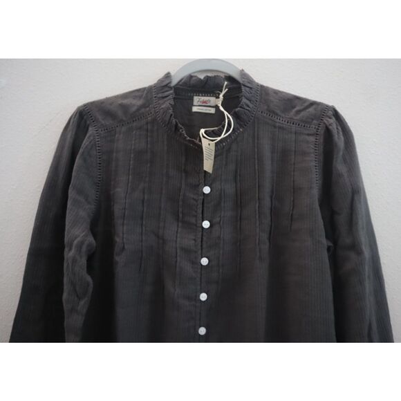 FAHERTY WTC0001 Women's Sz S Faded Black Willa Button Front Peasant Blouse - Picture 7 of 16
